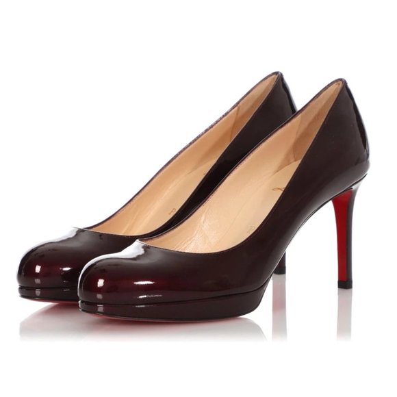 Christian Louboutin Shoes - Christian Louboutin Burgundy Patent Leather Simple Pumps Size 6